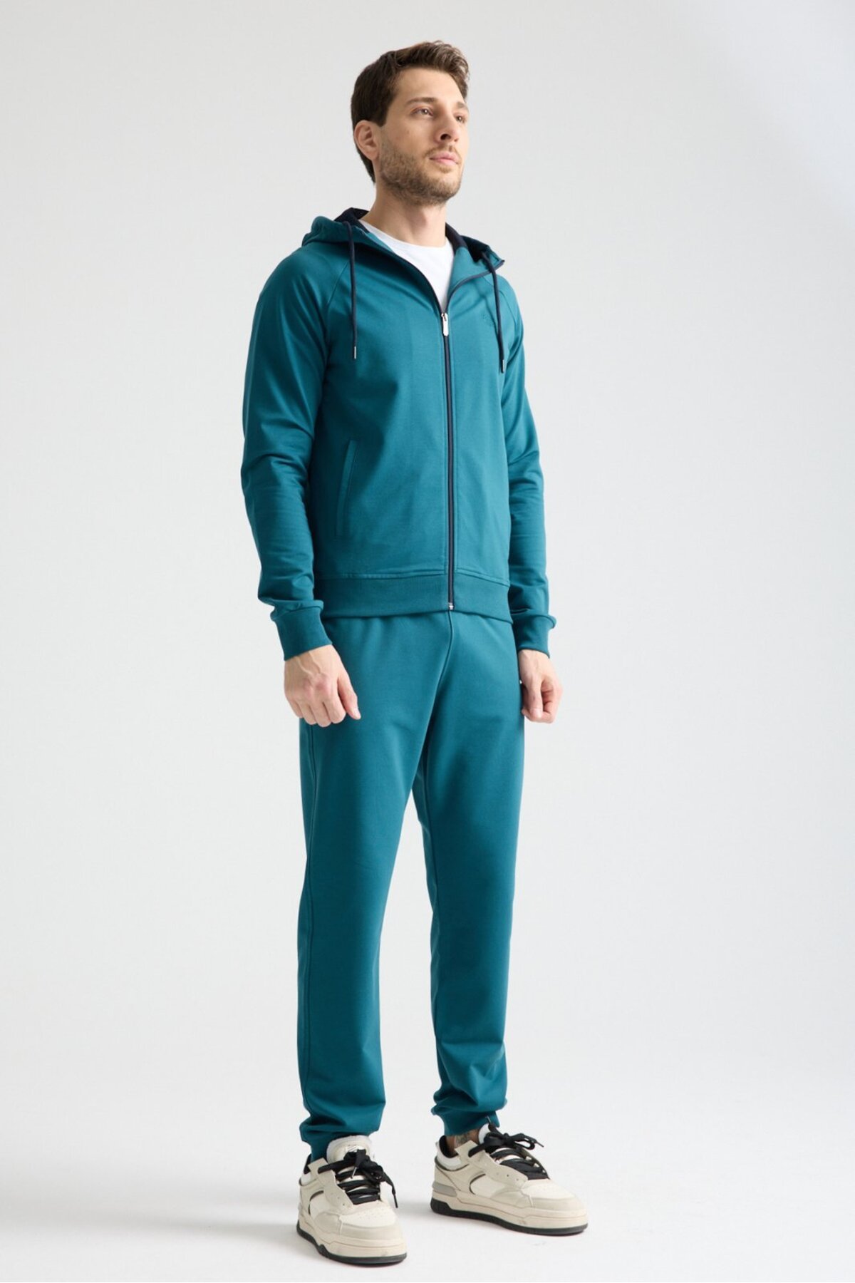 ست گرمکن مردانه کلاس Elite مدل Petrol Blue، فصلی، کلاه‌دار، ساق‌دار، راحت — سرمه SH20044 — تصویر 6 از 8