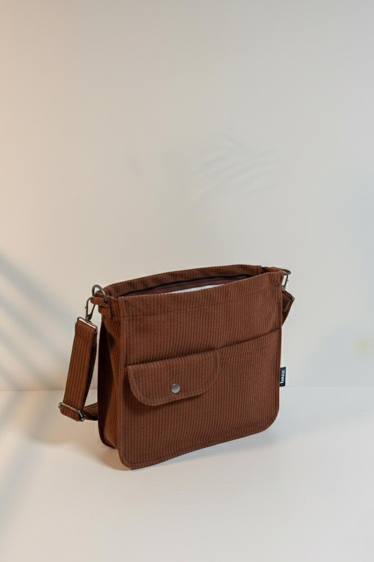 bagg  Move Model Kahverengi Kadife Çanta - Görsel 4