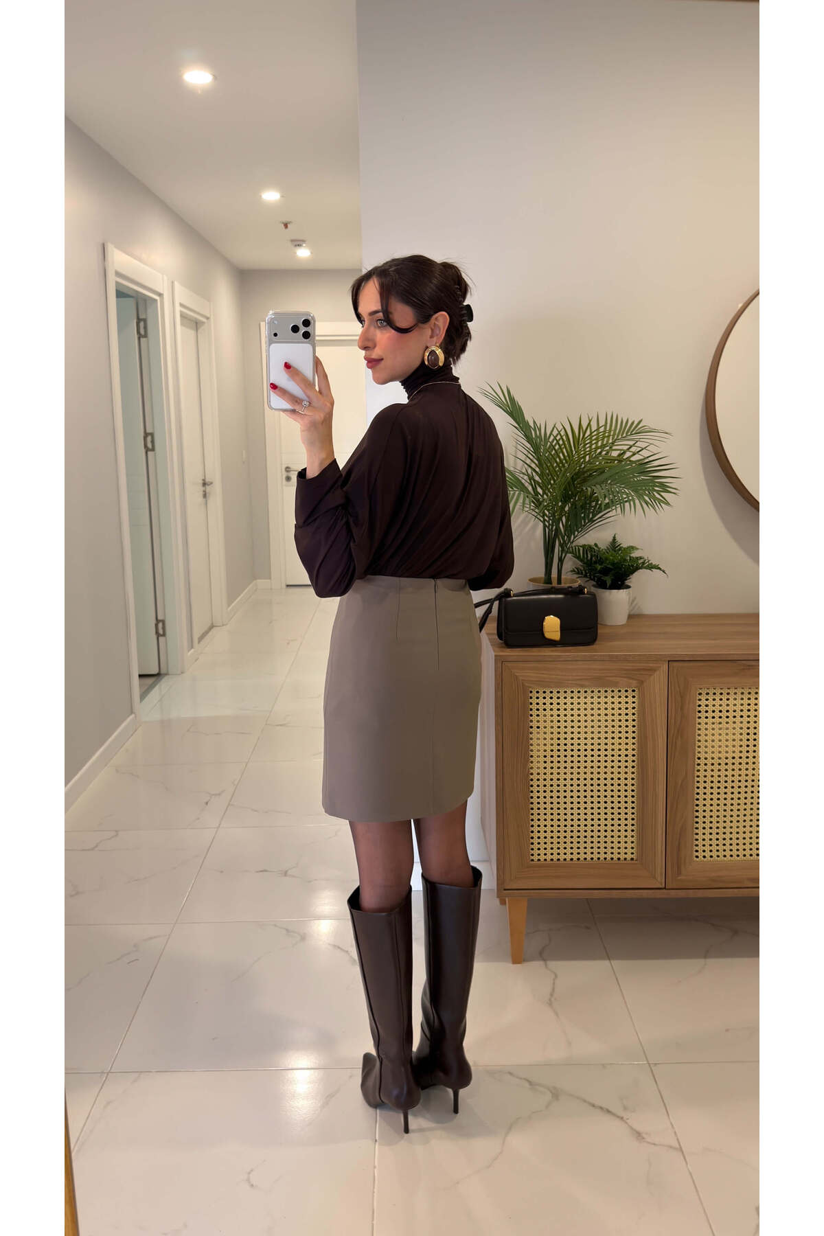 BİRCANÇİL  Tosla Vizon Kısa Etek - Görsel 4