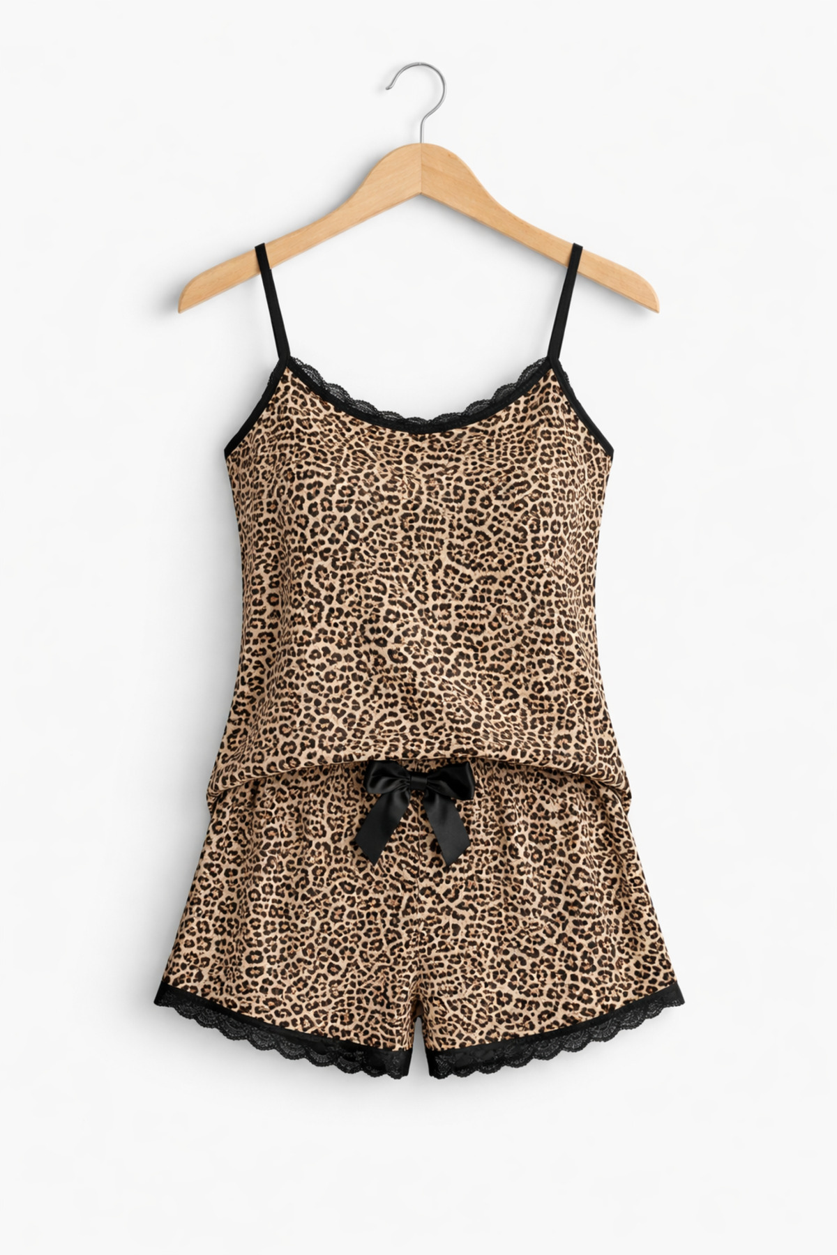 MİO ESTİLO LEOPAR РЕМЕНЬ ШОРТИ З ЛІФОМ з мереживною обробкою коміра