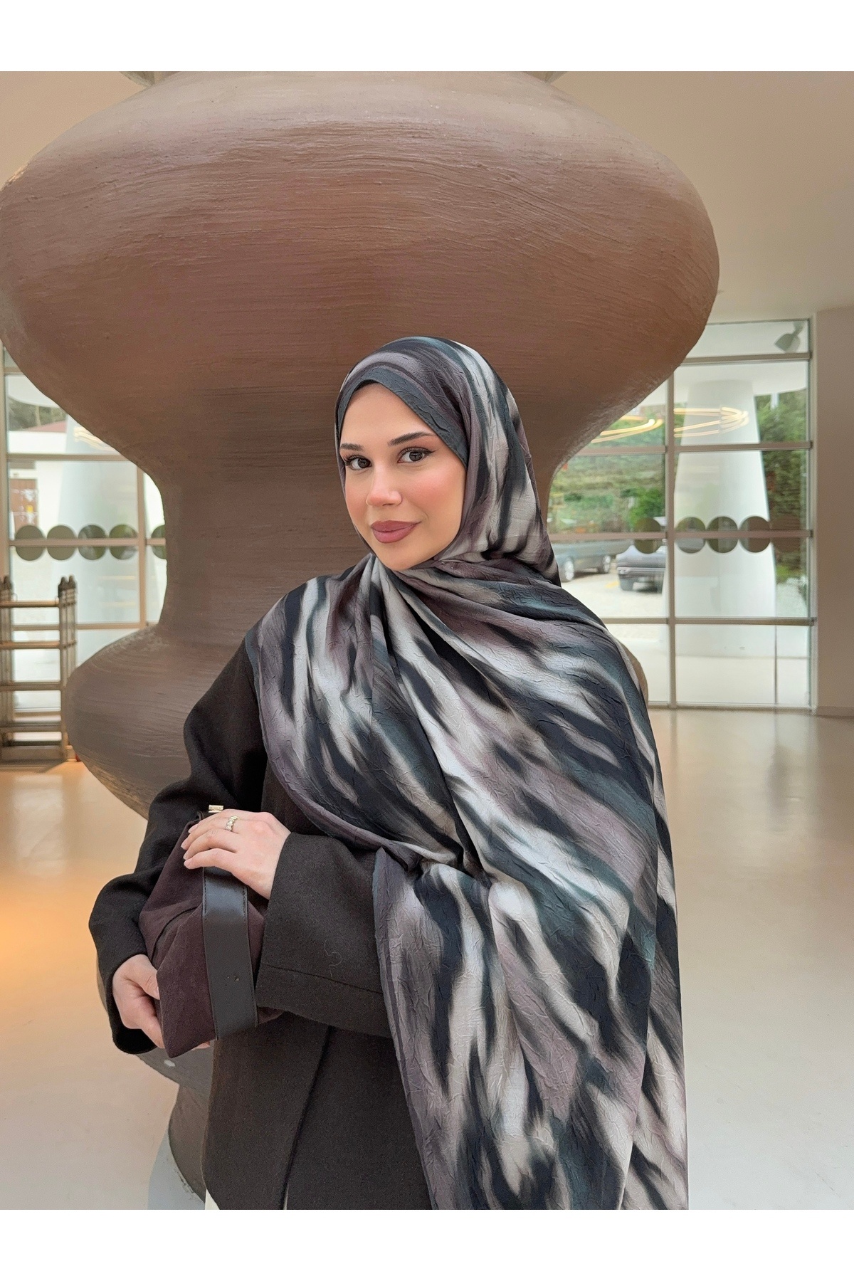 Mira İpek  Desenli Bambu Kraş Şal Tok Duran Kadın Şal