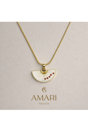 Amari Beyaz Yelpaze Kolye