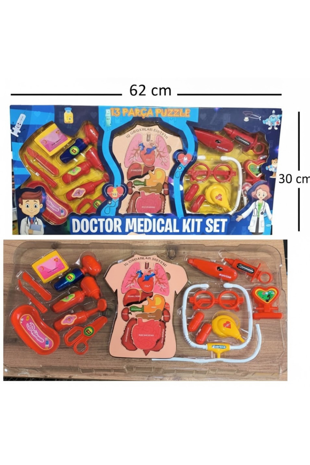 Oyuncak Doktor Seti İnsan Anatomisi Puzzle Full Set 15+13 Parça İnsan Organları Eğitici Medikal Set