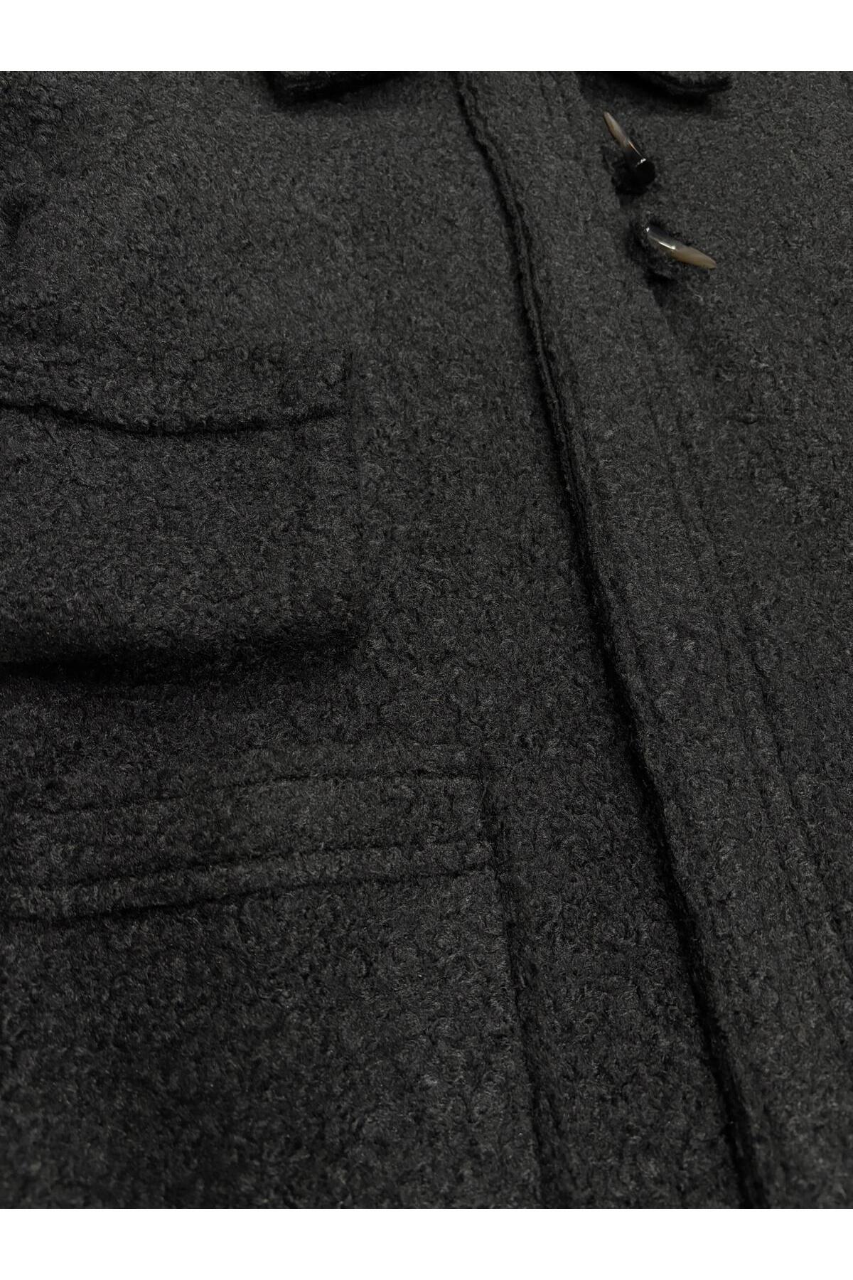 NERMİN  çoban düğme detaylı kuzu kap - Görsel 4