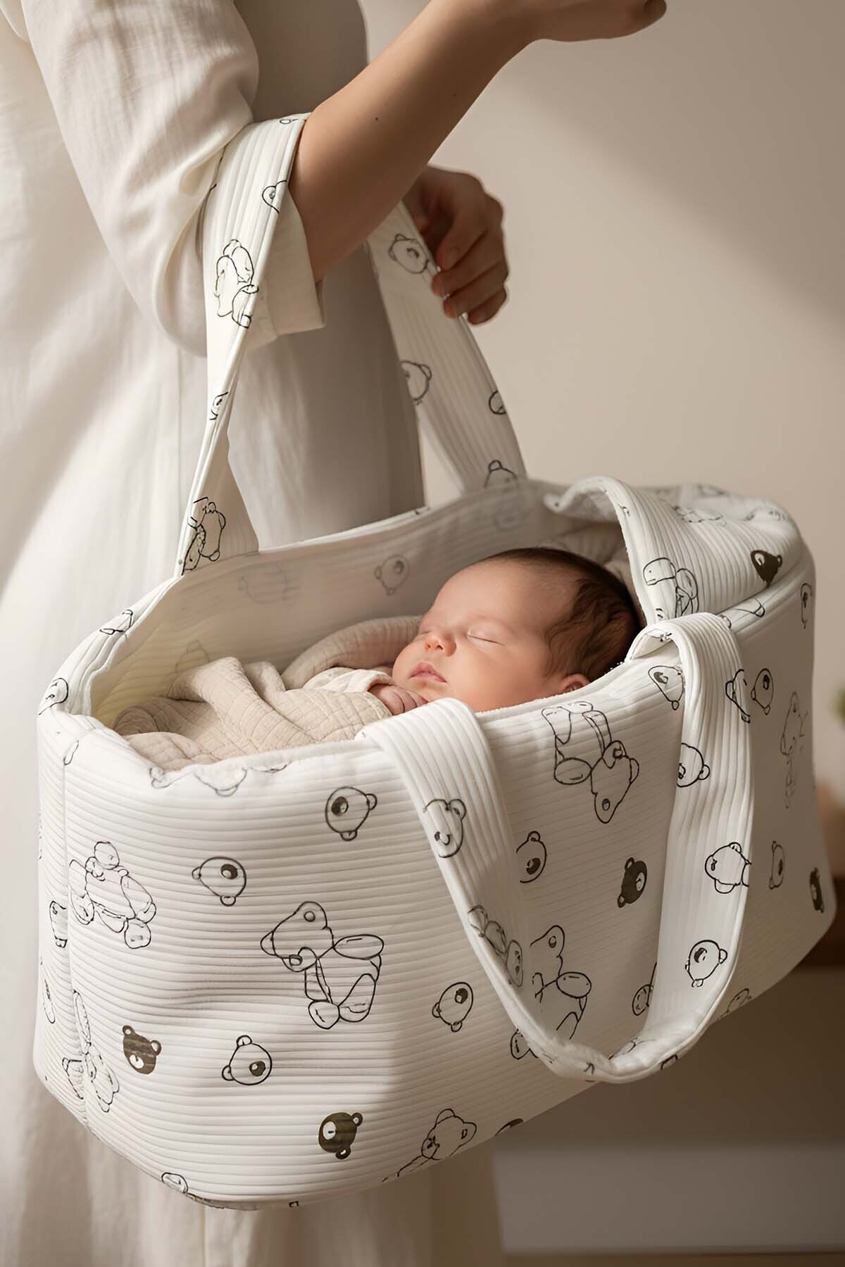 Rivaİstanbul Mini Ayıcıklı Bebek Taşıma Çantası fotoğrafı 7 (önizleme)