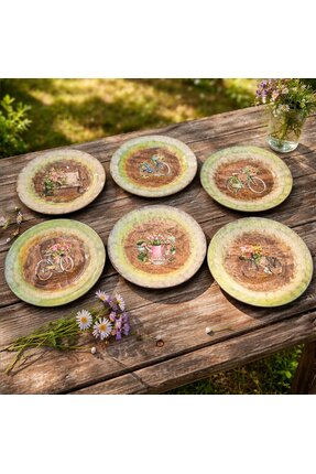 elayarts El boyaması cam tabak seti 6lı 19 cm çapında