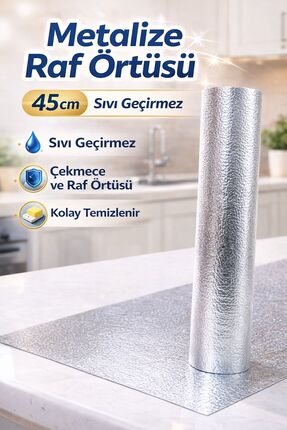 Venon 1 Rulo Metalize 45 CM ❤️ 3 METRE ❤️ Raf Örtüsü ❤️ Çekmece Örtüsü ❤️ Sıv...