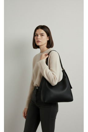 ALTUVATEKS Kadın Siyah Yumuşak Dokulu Deri Görünümlü Omuz Çantası El Çantası ...