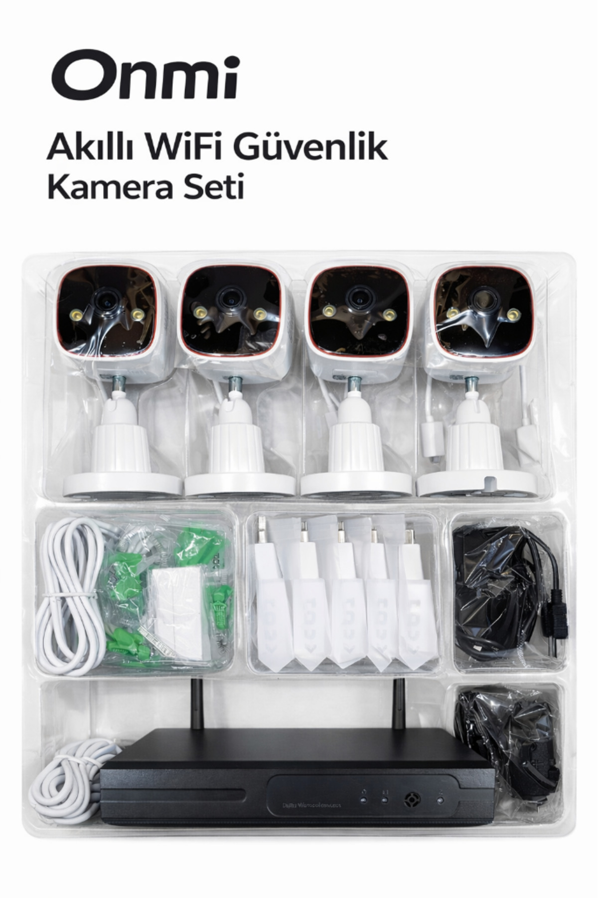 APRONX BS420 4 Kanal Nvr + 3Mp 4 Kamera Full Color Mik. Wifi Set