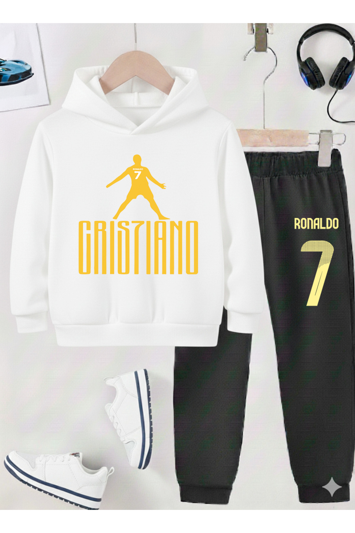 RONALDO PRINTED BOYS' TRACKSUIT, 3 YARN RAISED FABRIC
