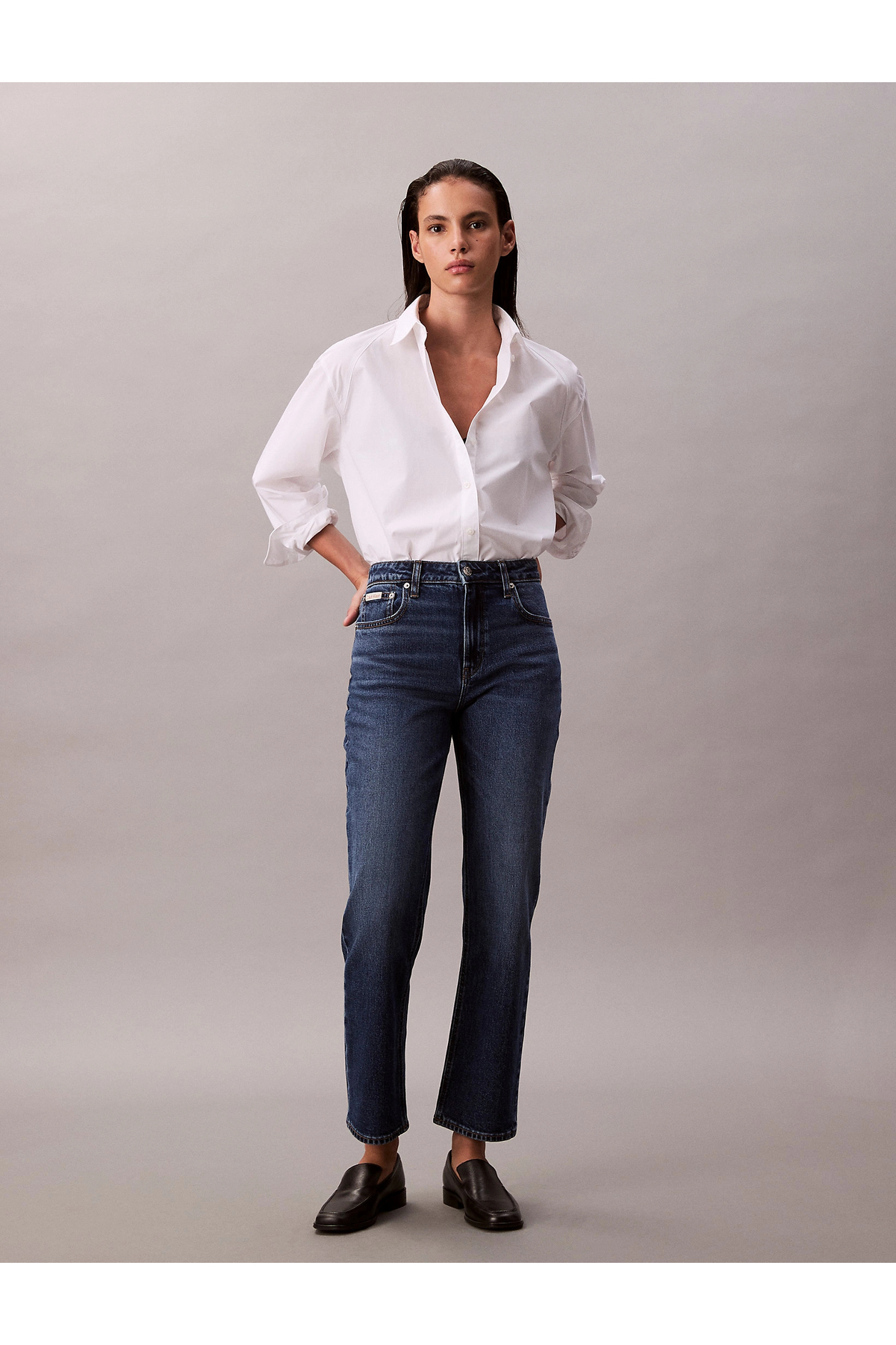 Calvin Klein Solid Boxy Cropped Shirt