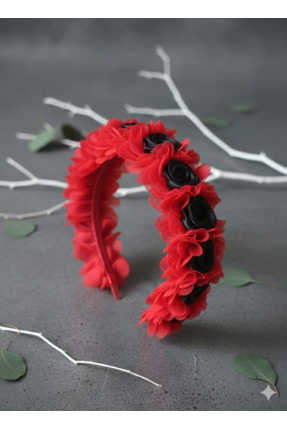 Esram Butik Kırmızı Güllü Taç, Doğum Günü Gelin Kına Gecesi Düğün Sünnet ve P...