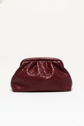 ELY Atelier VERA Burgundy Örgü Dokulu Kadın Bordo Clutch El Çantası