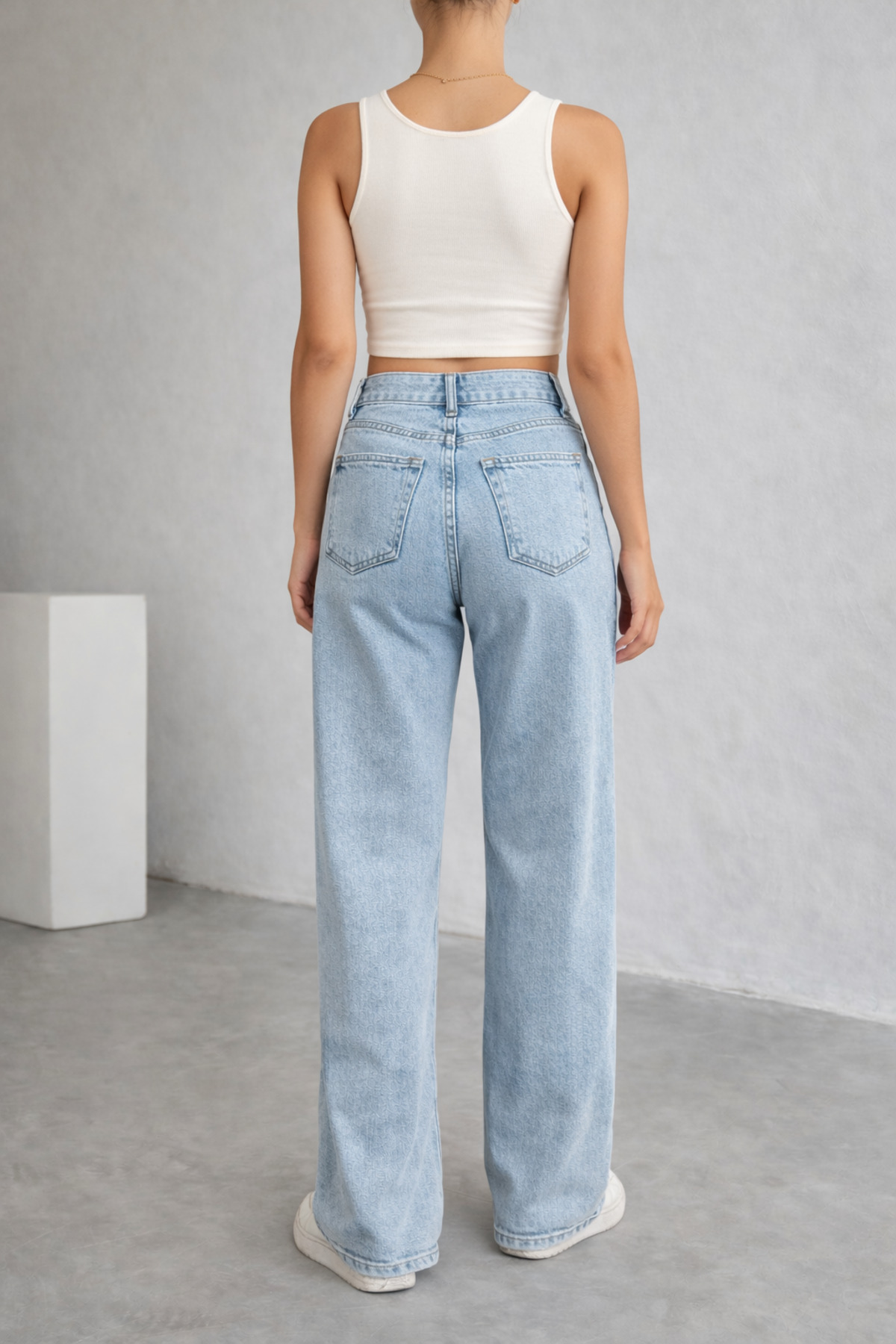 Lighter Jeans  Kadın Açık Mavi Yüksek Bel Likralı Bol Paça Wide Leg Mom Fit Jean Pantolon - Görsel 4