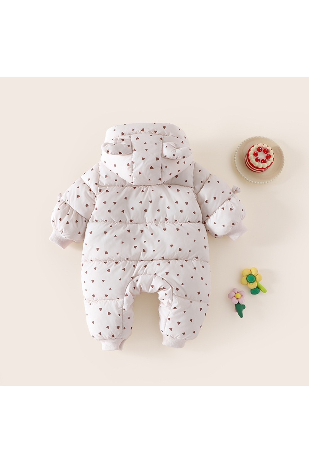 melisam.msg Kız Bebek Kalp Desenli Şişme Tulum Kalın Sevimli Polarlı Astar fotoğrafı 2 (önizleme)