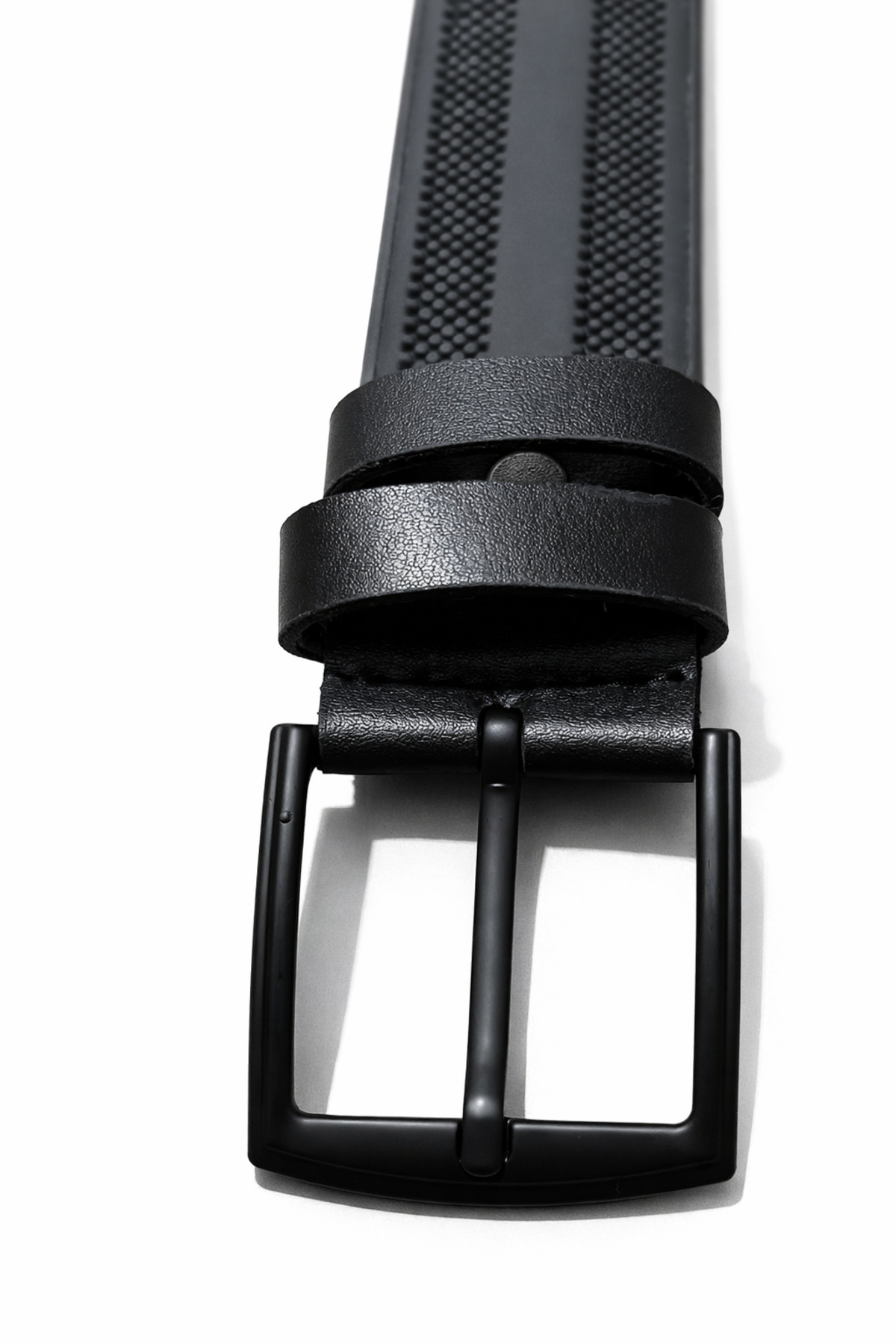 LİVORA  ERKEK KEMER BLACK NİKEL KARE TOKA DERİ DESENLI ERKEK PANTOLON KEMERİ - Görsel 2