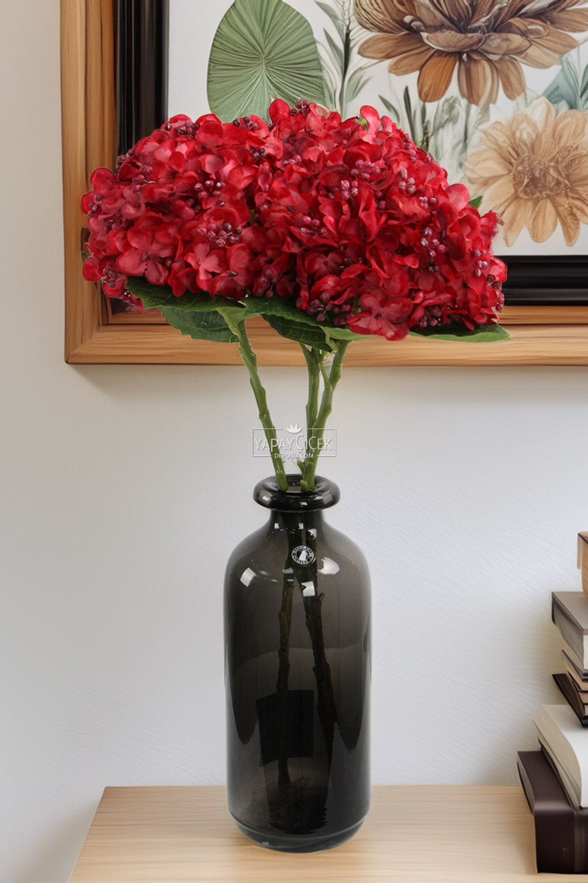 Artificial Pinwheel Hydrangea Branch 50 cm Red