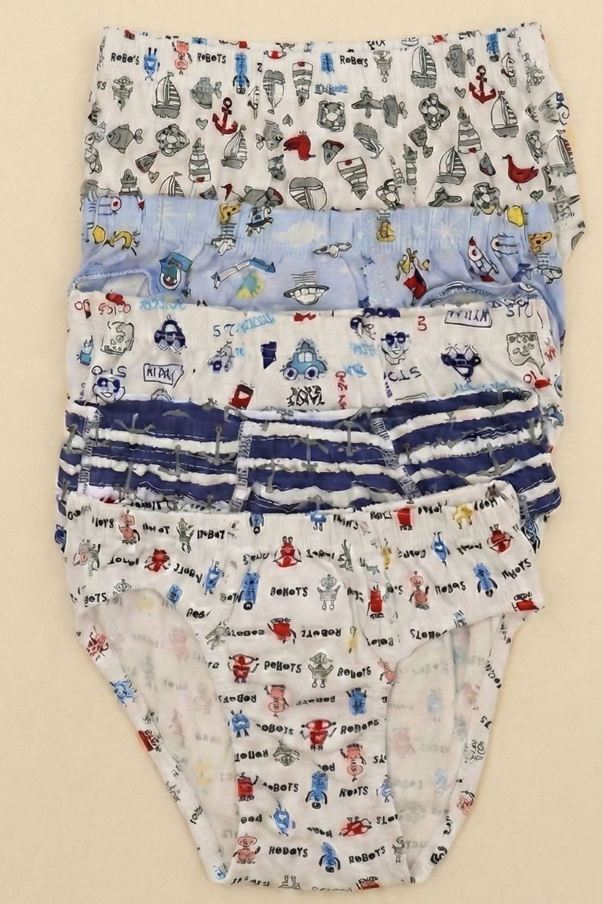 Tutku 5’li Paket Erkek Bebek Pamuklu Külot Seti - Karma Desenli Renkli Çocuk İç Çamaşırı Paketi fotoğrafı 3 (önizleme)