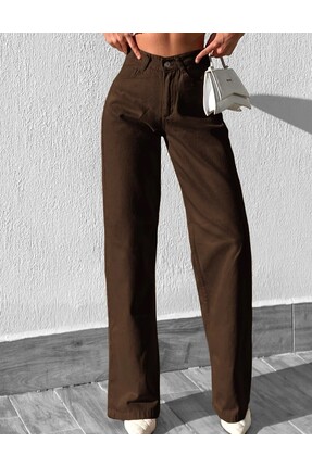 KENE JEANS YÜKSEK BEL KETEN BOL PAÇA TAM KALIP PANTOLON