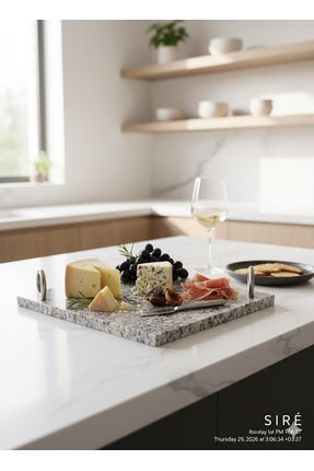 SIRÉ Studio Mermer Sunum Tepsisi 25x25 cm- SIRÉ Black Stone Collection