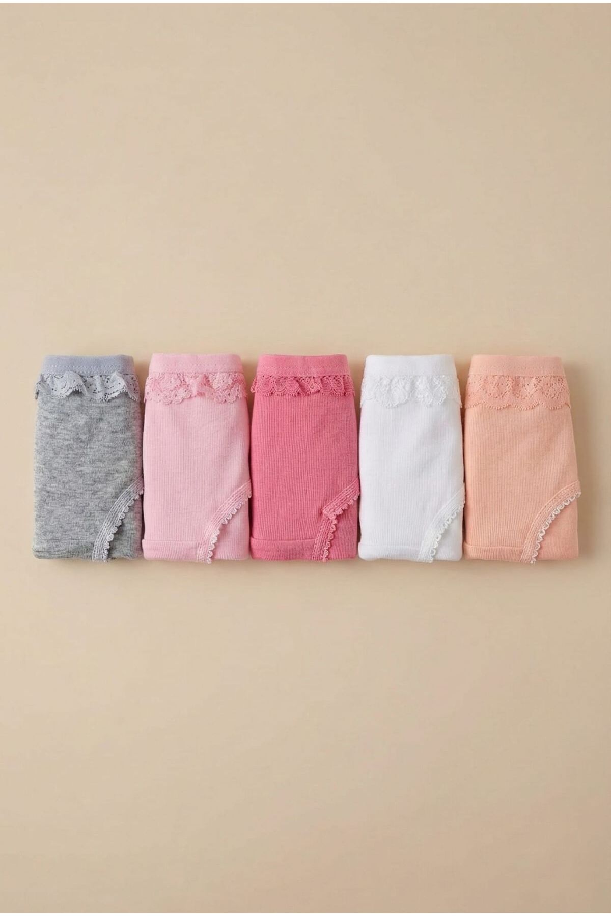 Tutku 5'li Paket Kız Bebek Pamuklu Yüksek Bel Dantelli Külot Seti - Yumuşak Lastikli fotoğrafı 2 (önizleme)