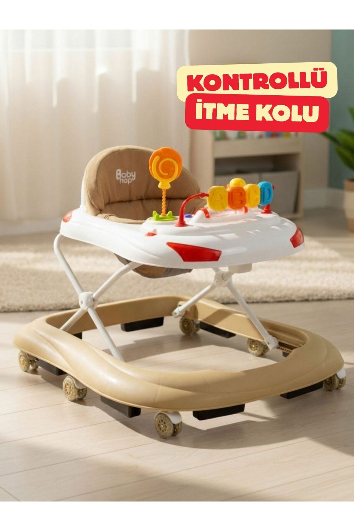 modabebekler 3 kademeli Kontrollü İtme Kollu Bebek Yürüteç | Oyuncaklı, Güvenli ve Ergonomik fotoğrafı 2 (önizleme)