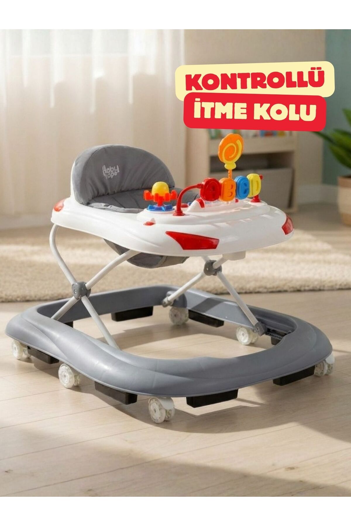 modabebekler 3 kademeli Kontrollü İtme Kollu Bebek Yürüteç | Oyuncaklı, Güvenli ve Ergonomik fotoğrafı 2 (önizleme)