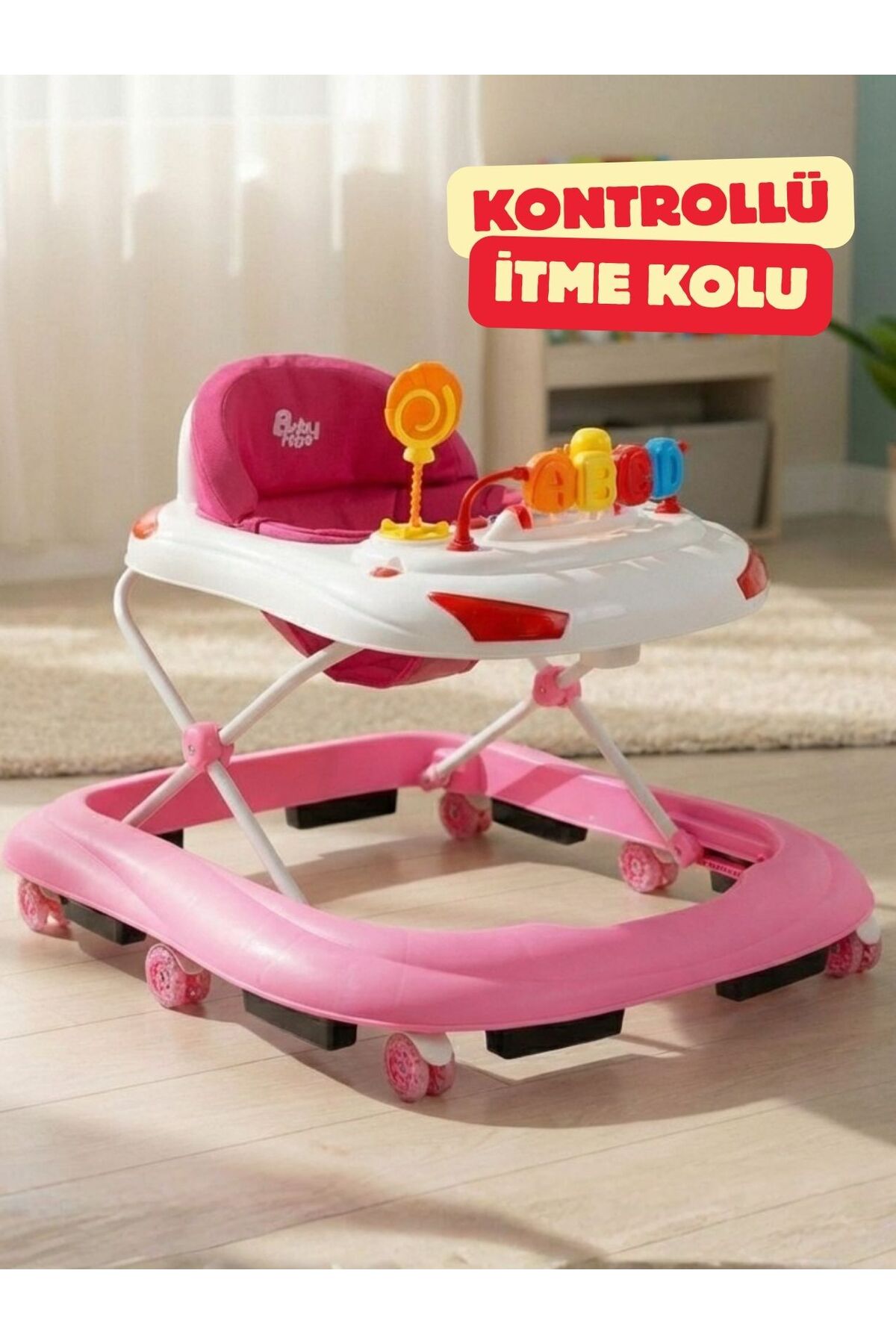 modabebekler 3 kademeli Kontrollü İtme Kollu Bebek Yürüteç | Oyuncaklı, Güvenli ve Ergonomik fotoğrafı 2 (önizleme)