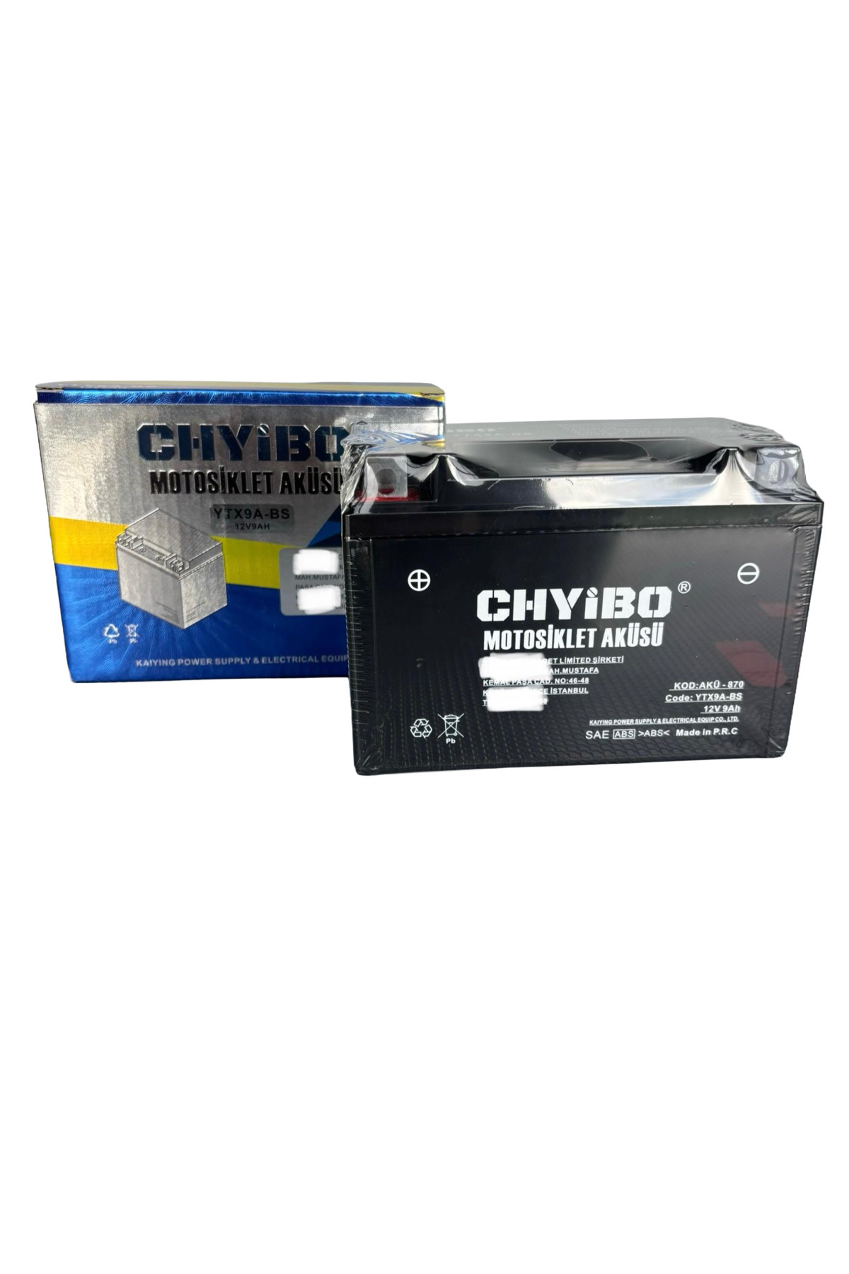 Chyibo YTX9A-BS 12V 9Ah Motosiklet Aküsü Bakımsız AGM Güçlü Marş