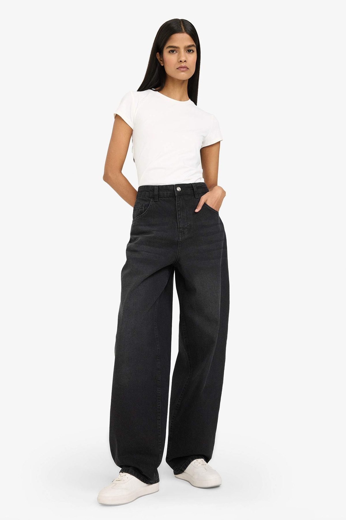 Defacto  %100 Pamuk Baggy Fıt Yüksek Bel Jean Pantolon G8021AX26SP