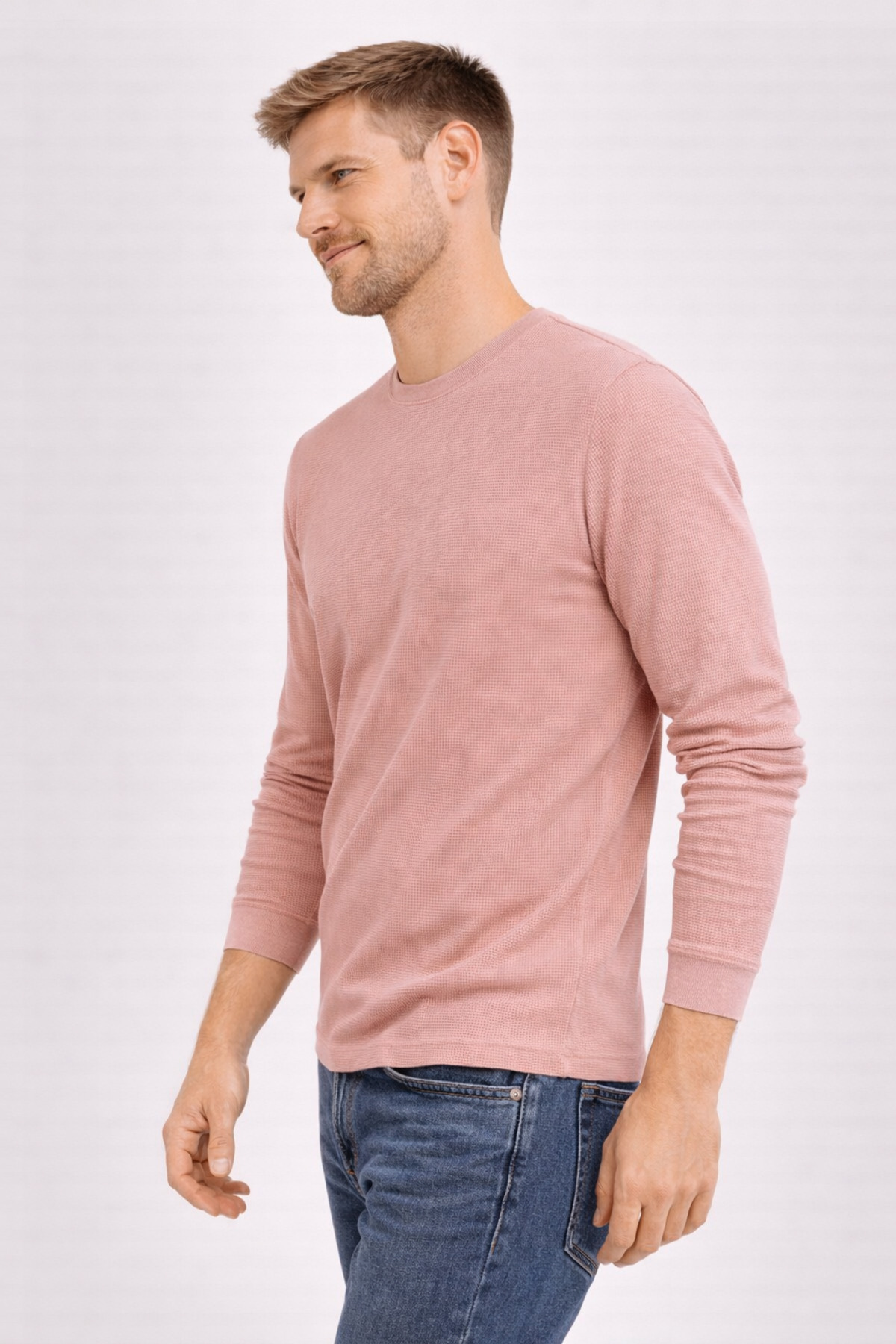 UOMO PARK  Erkek Gipeli Waffal Dokulu Regular Fit Kazak - Görsel 3