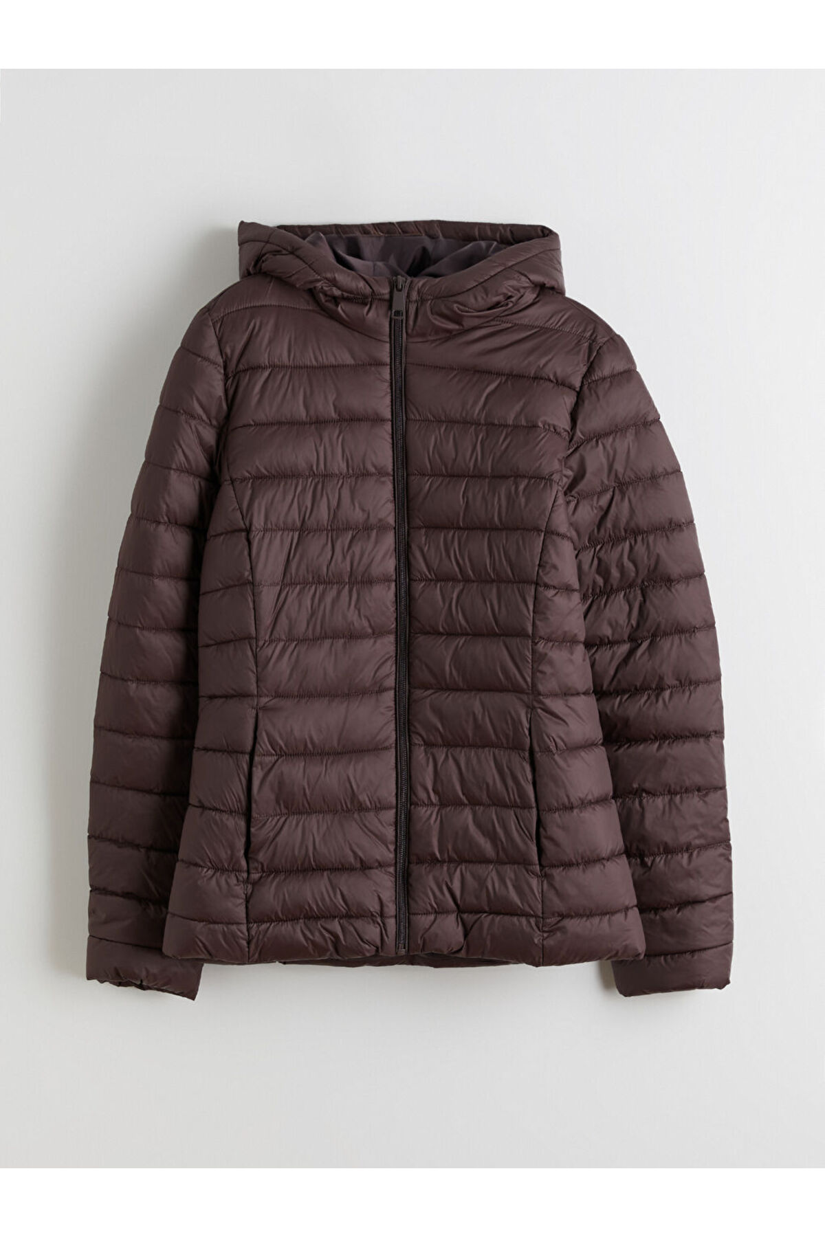 LC Waikiki  Antrasit Kapüşonlu Kadın Şişme Mont - Görsel 6