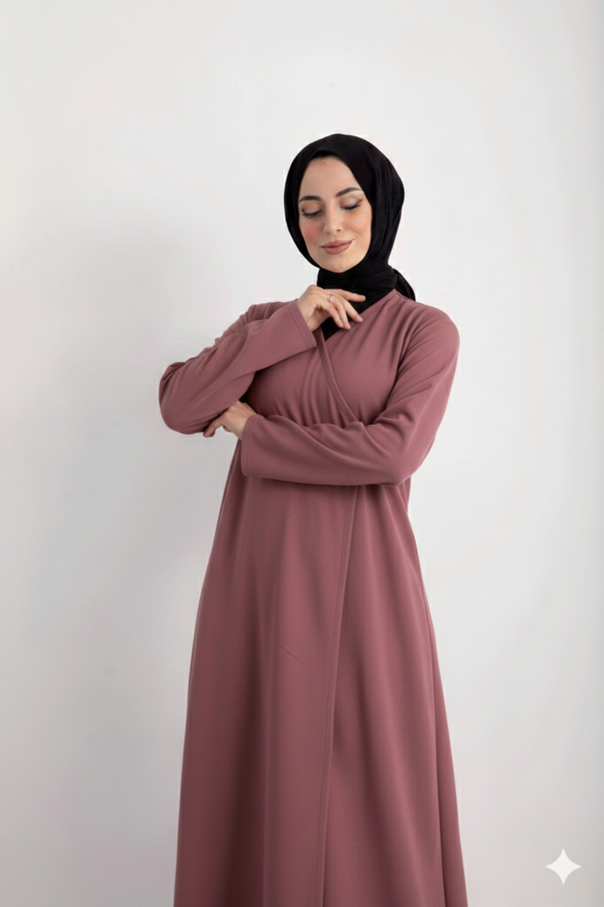 Defkay  Yandan bağlamalı kruvaze kadın namaz elbisesi sabahlık