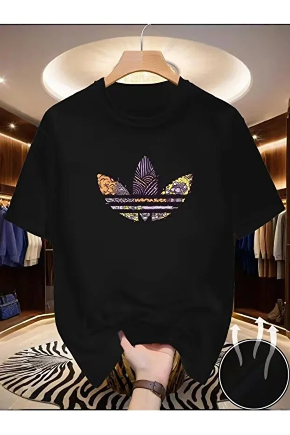 İnazuma Outdoors Unisex Oversize Printed Cotton Crew Neck Short Sleeve Black ...