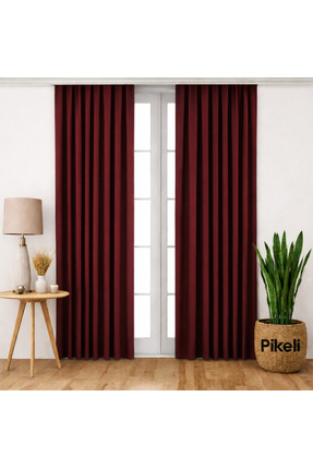 Pikeli Lüks Blackout Karartma Perde - Işık Kesici - Isı & Ses Yalıtımlı (BORDO)
