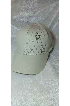 NRC MODA Krem, Yıldız Süslemeli Spor Cırt cırtlı şapka
