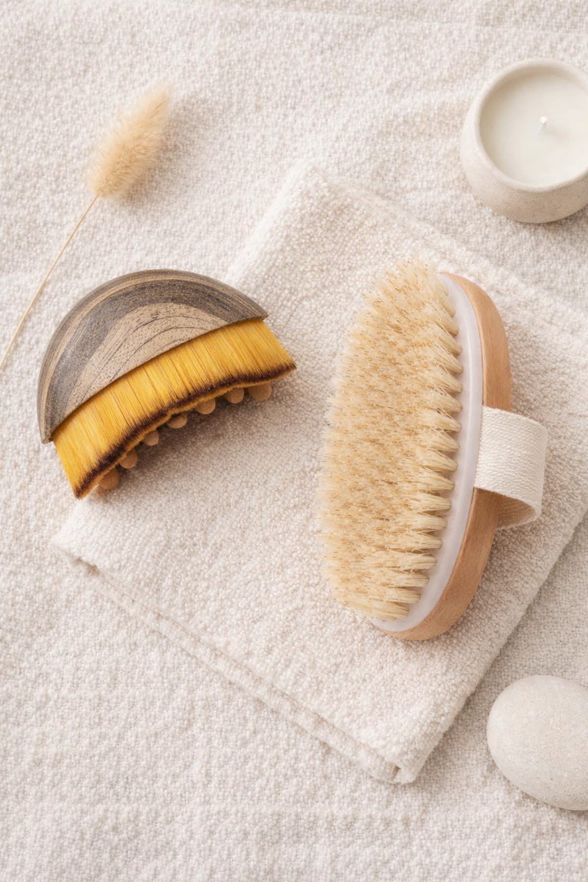 مجموعه ۲ تکه: برس صورت تخلیه لنفاوی چوبی + برس خشک سلولیت موی طبیعی اسب — BSSTRBNDLKD0001 — تصویر 6 از 9