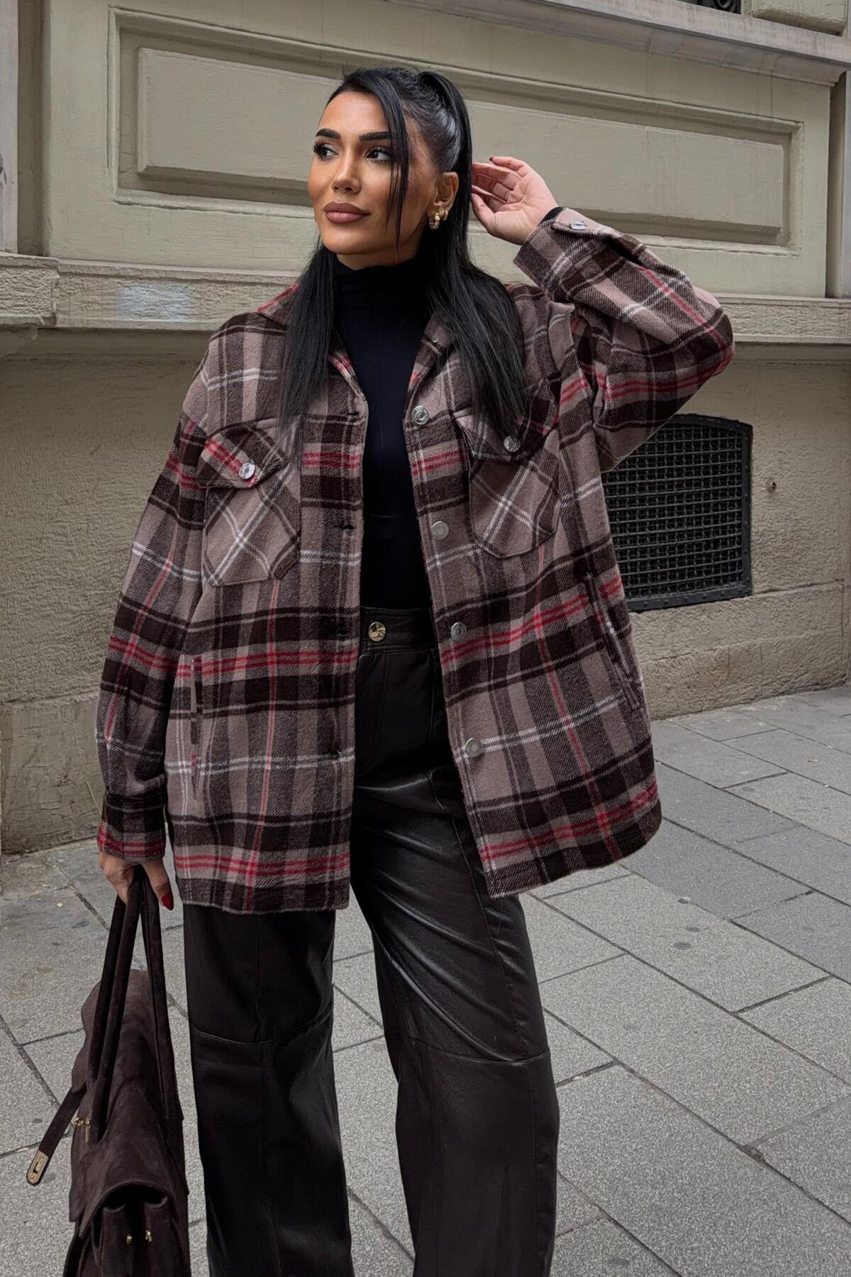 Lijuri Karirano Sa deznom Košulja Jakna 6192