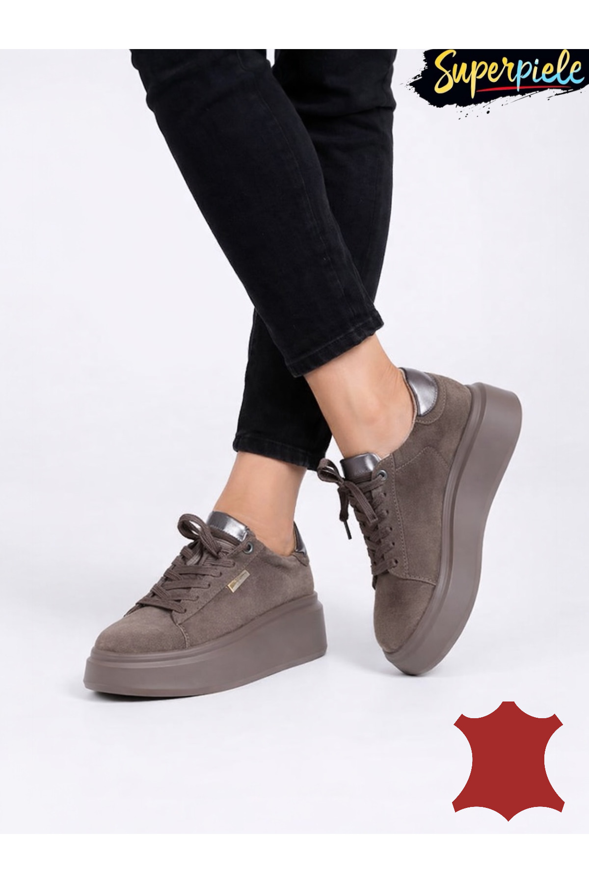 ANGEL BLUE Γυναικεία casual παπούτσια από γνήσιο δέρμα σουέτ με σόλα πάχους 5 cm