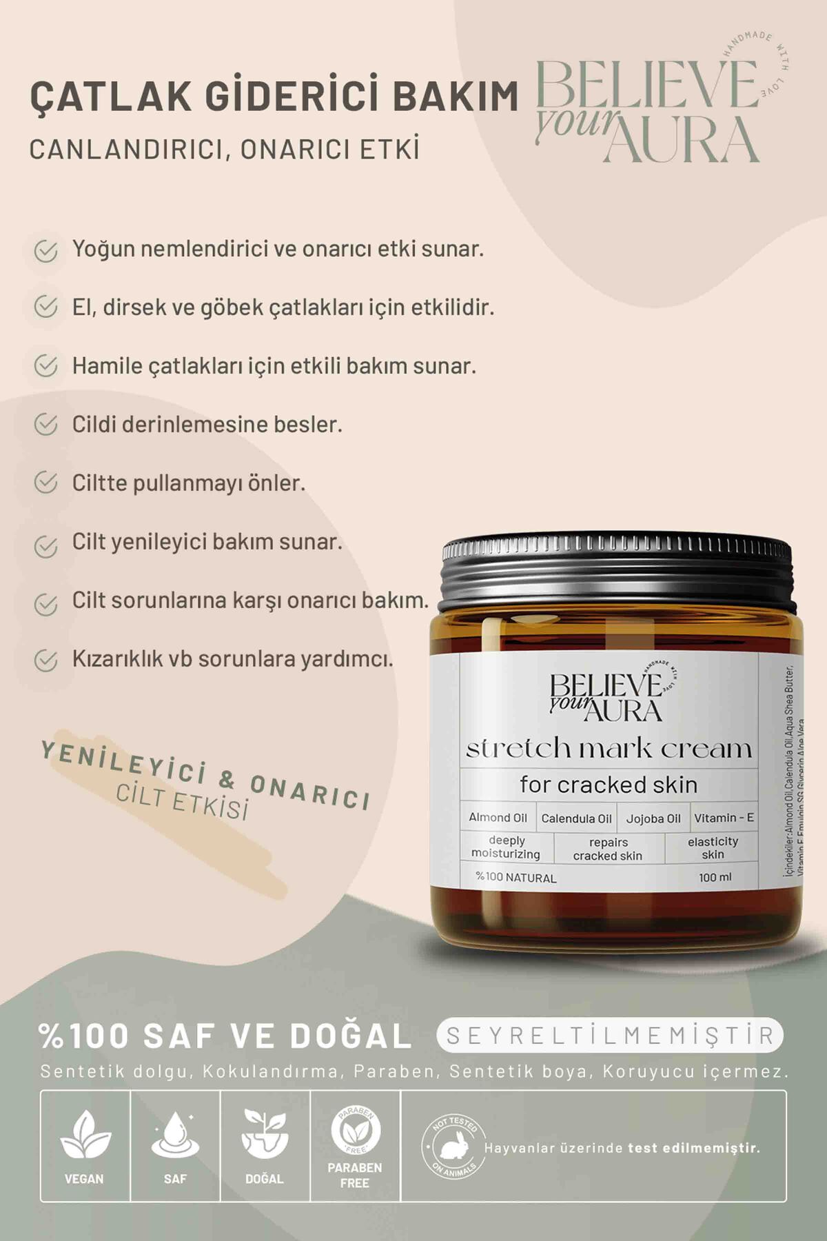 Çatlak Karşıtı Vücut Kremi - Nemlendirici Elastikiyet Verici Besleyici Hamile Çatlak Kremi - 100 ml — CRMSTM — تصویر 3 از 7