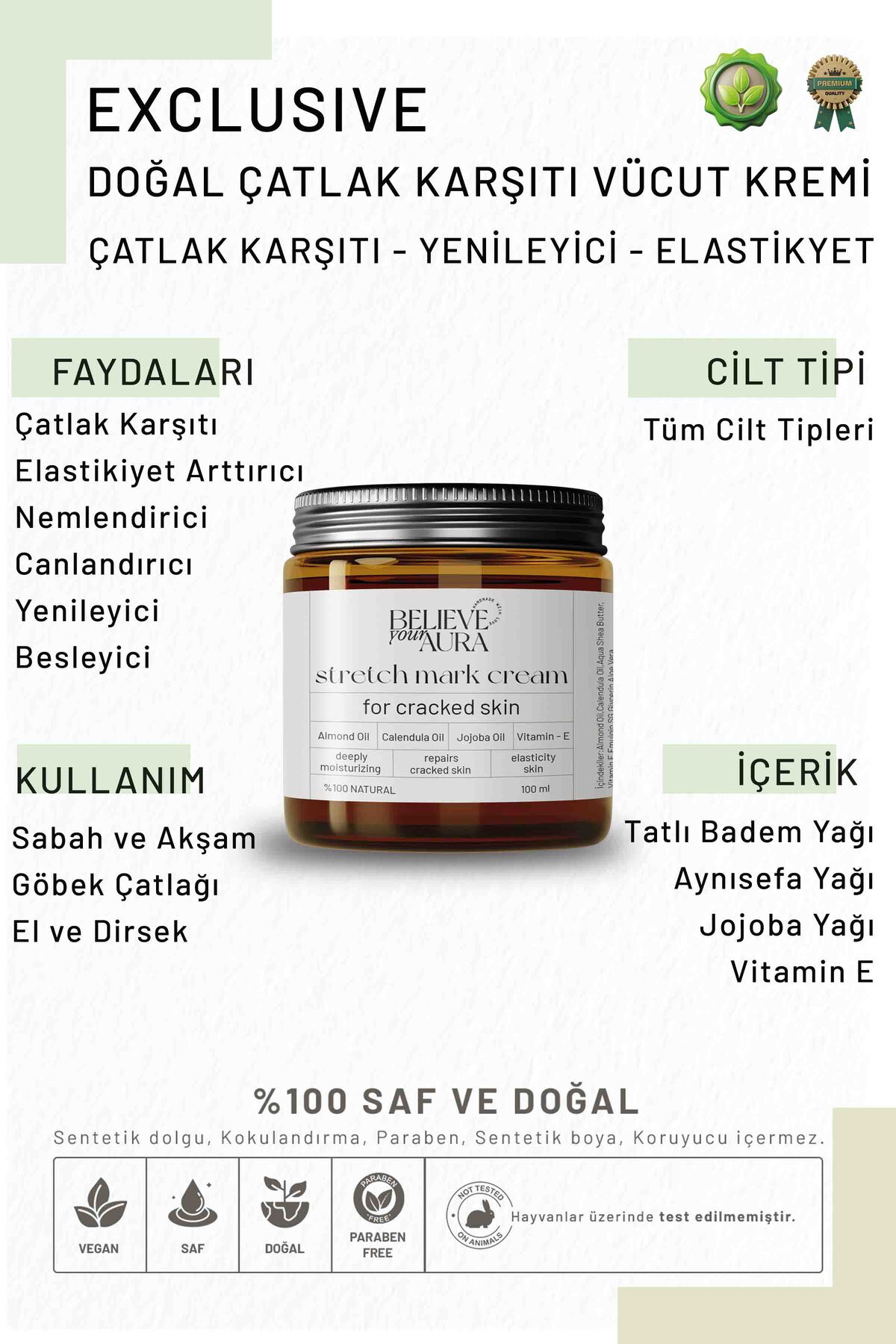 Çatlak Karşıtı Vücut Kremi - Nemlendirici Elastikiyet Verici Besleyici Hamile Çatlak Kremi - 100 ml — CRMSTM — تصویر 2 از 7