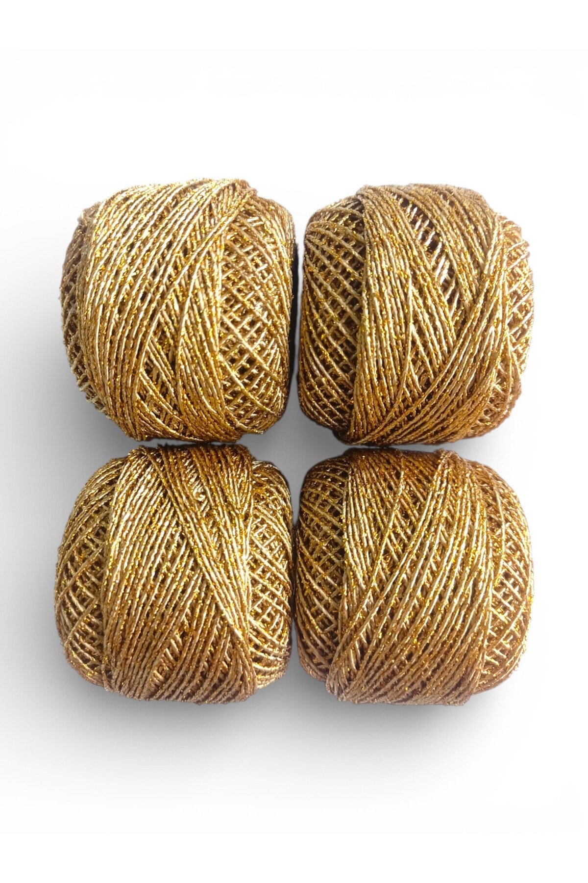 4 Pcs 20g 3mm Glitter Cordet Punch - Crochet Hand Knitting Yarn (GOLD)
