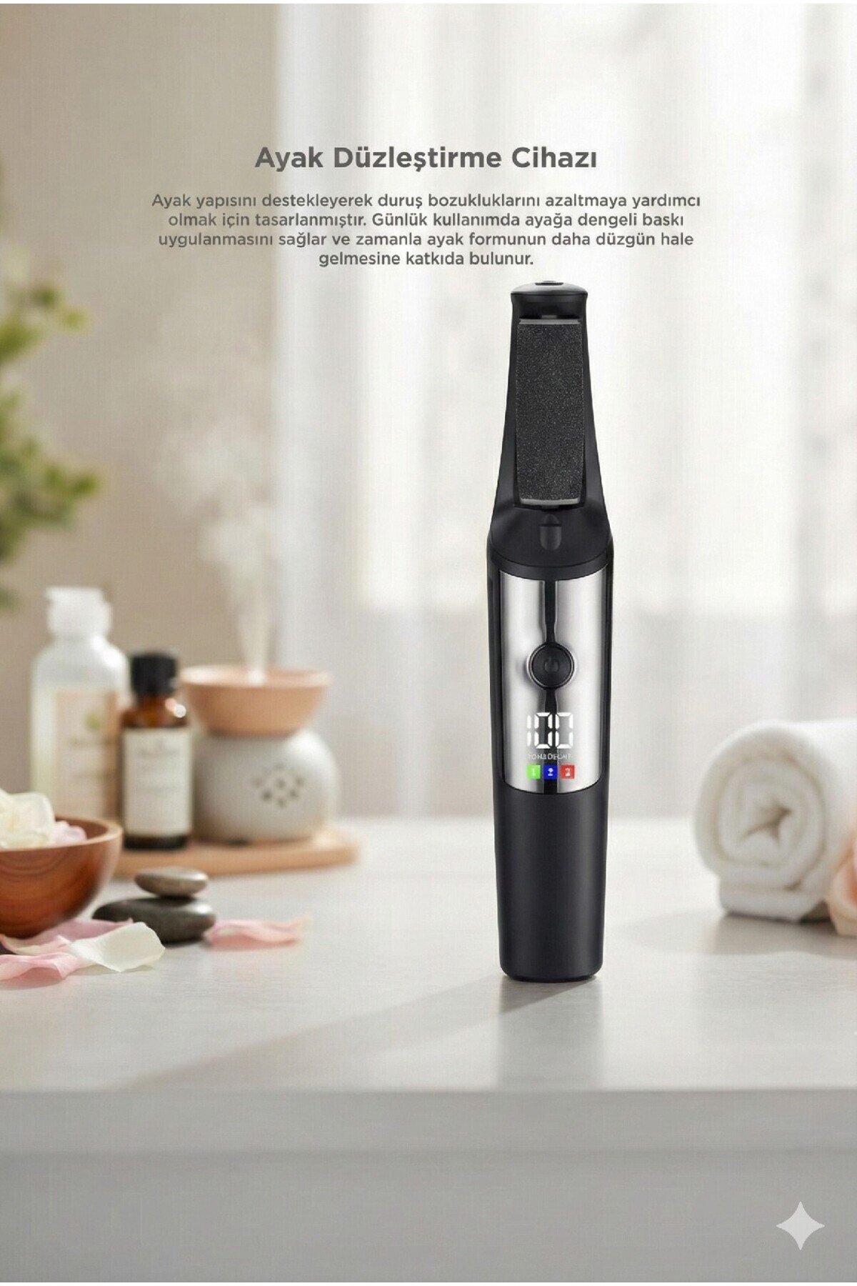 Şarjlı LCD Ekranlı 3 Başlıklı Su Geçirmez Ayak Törpü Cihazı BCM-1140T — 1140T0690 — تصویر 2 از 6