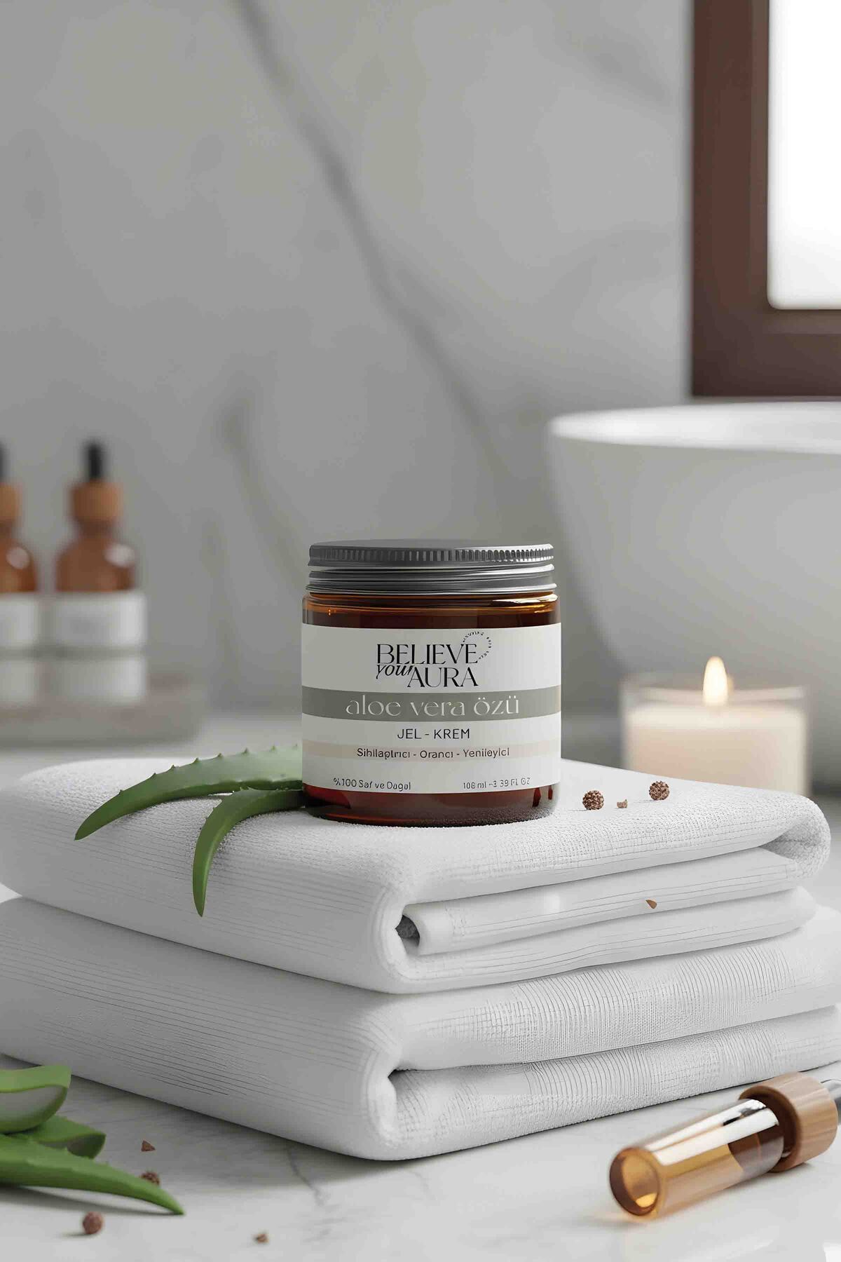 Aloe Vera Jel Kremi - Sıkılaştırıcı Yenileyici Onarıcı %100 Doğal Cilt ve Vücut Bakım Jeli - 100 ml — CRMALV — تصویر 8 از 8