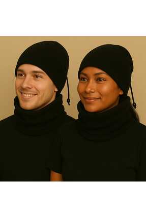 thermo Sport Sportif Polar Boyunluk Bere - Sıcak Tutan Kışlık Bere - İpli sto...