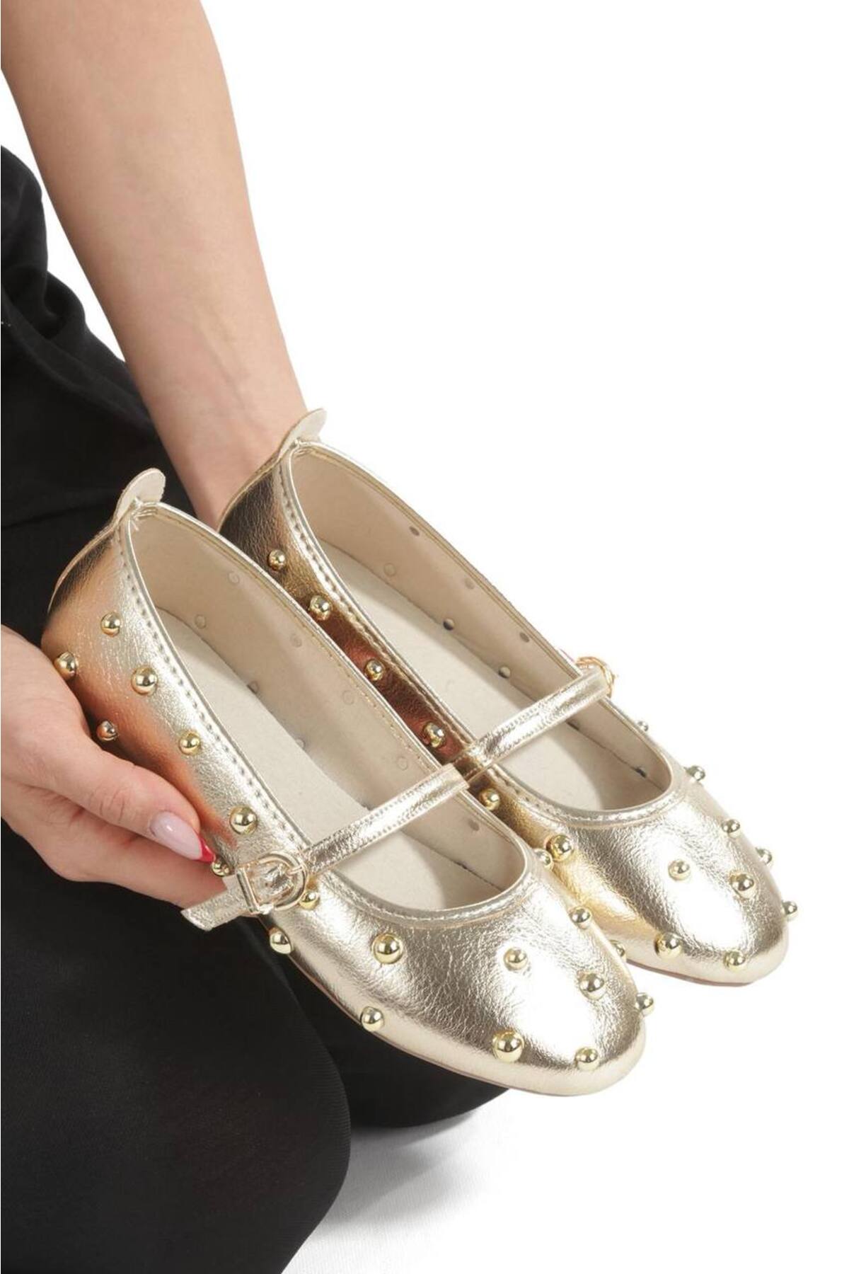 SH SİLVER MODA  Yeni sezon babet ayakkabı parlak suni deri içi ortobatik fusbetli