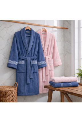MUK's 6 Parça Aile Seti Pamuklu Bornoz Seti Kadın&Erkek