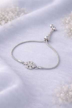 DASEMURA Kadın Gümüş Zirkon Taşlı Kar Tanesi Asansörlü Halkalı Boncuklu Bilek...