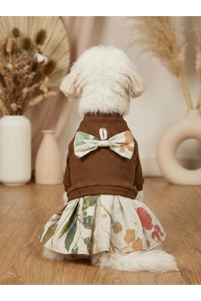 bellorsi Lüks Kedi Köpek Elbisesi Triko Kaşkorse Keten Fırfırlı Tasma Delikli...