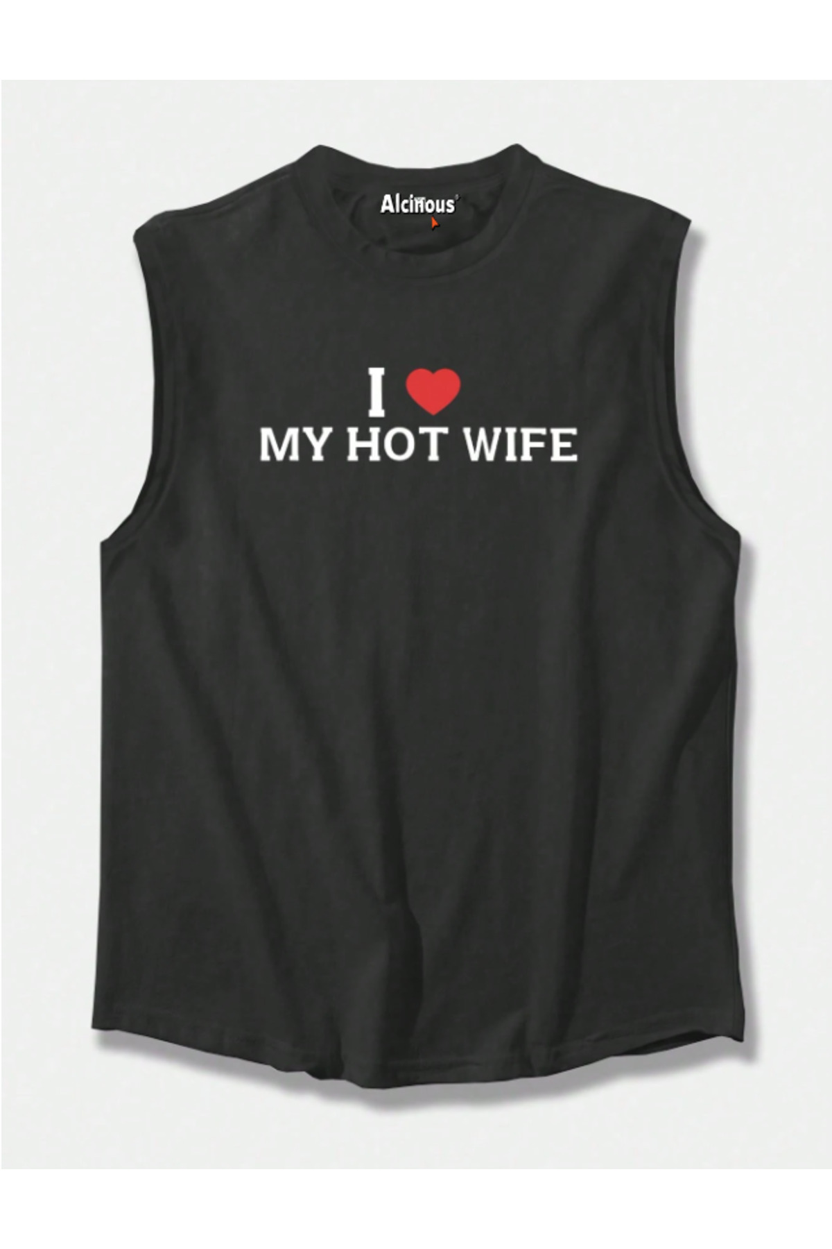 MEN 'S COTTON OVERSİZE PRINTED BLACK ATHLETE UNDERSHIRT